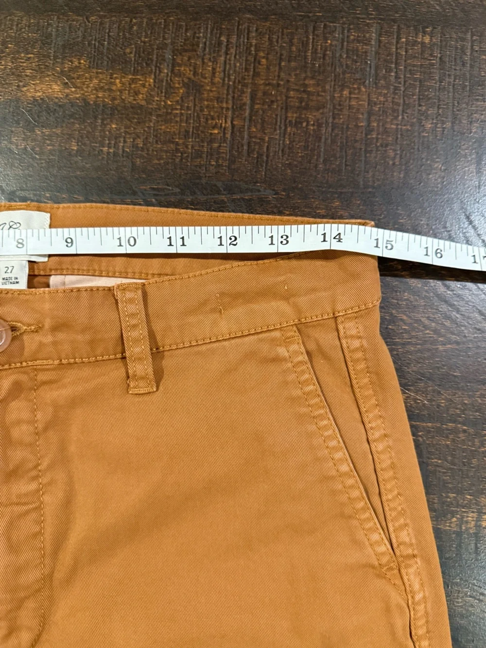 J.Crew Vintage Slim Straight Chino Pants Golden Hickory Size 27 Stretch